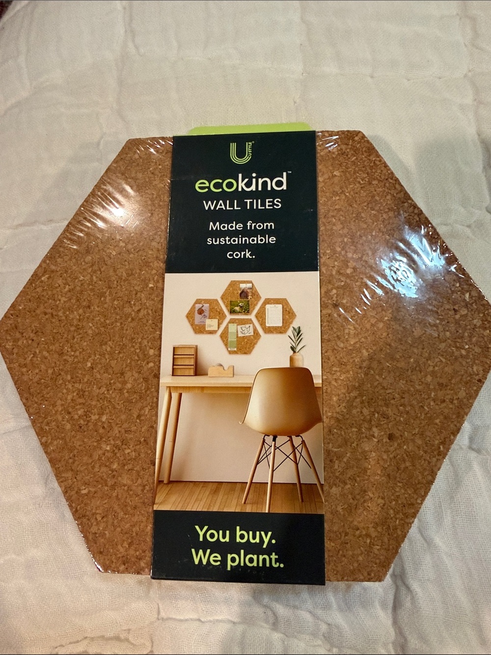 Natural Cork Hexagon Wall Tiles - Brown